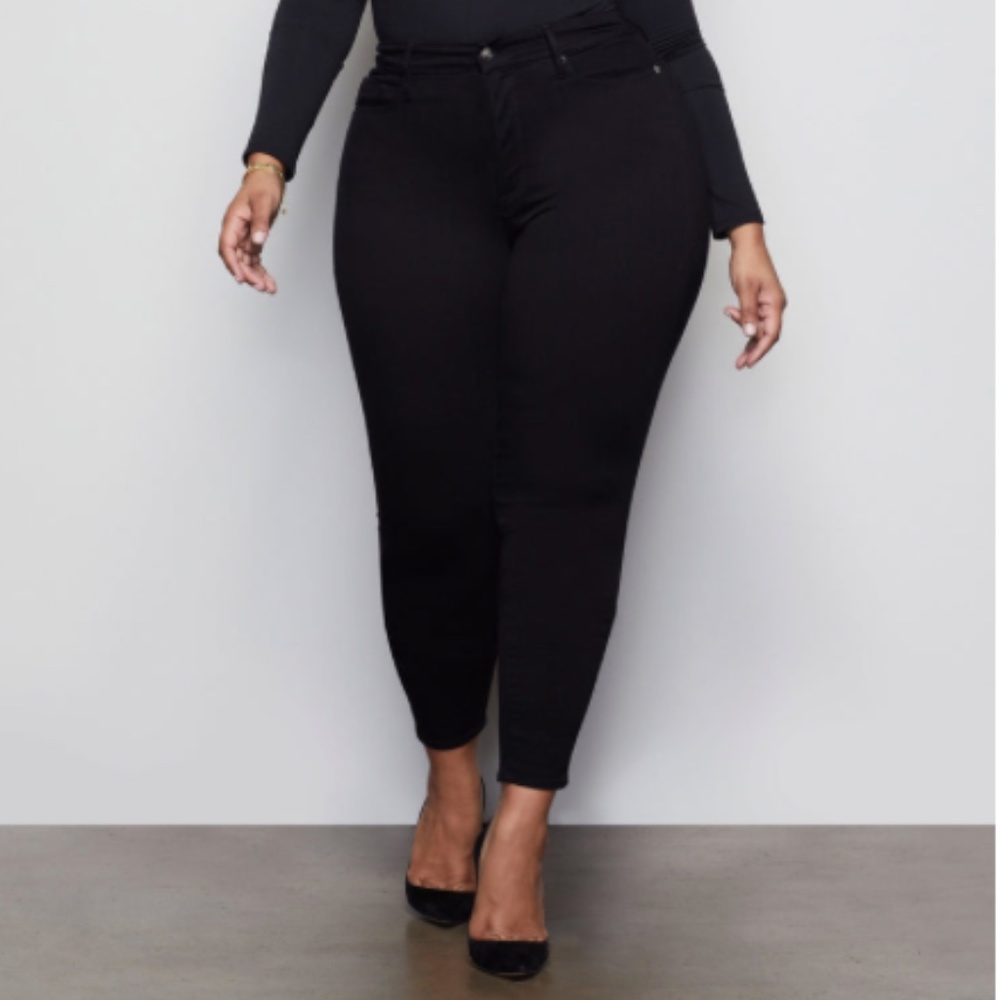 Good American Good Waist Crop Skinny Black Jeans 27